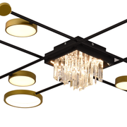 LED πολυέλαιος με τηλεχειριστήριο, Ramo, 46W, μαύρο χρυσό