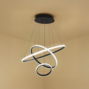 LED πολυέλαιος με καθαρό τηλεχειριστήριο, 45W, 3 κύκλοι, κρύο/ζεστό/ουδέτερο φως, ασταθές, μαύρο