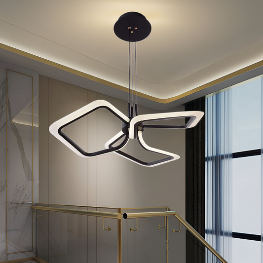 Κρεμαστός πολυέλαιος LED με τηλεχειριστήριο RIMINI 56W, 3 Τετράγωνα, Κρύο/Ζεστό/Ουδέτερο φως, Ρυθμιζόμενο, Μαύρο