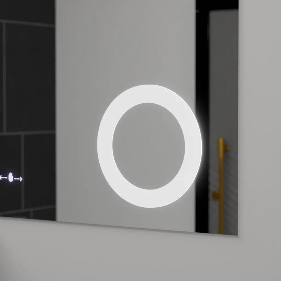 Ορθογώνιος καθρέφτης LED, 120x80cm, ABSOLU MotionGlow Marcello, Σύστημα Demister, Ρολόι & Θερμόμετρο, Καλλυντικό Μεγεθυντικός φακός, Dimable