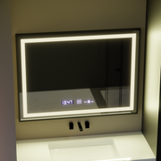 Mirror LED ορθογώνιο 80x60cm Verite Majeste Noir Motion Glow Marcello Clock Decrition & Dimable Thermometer