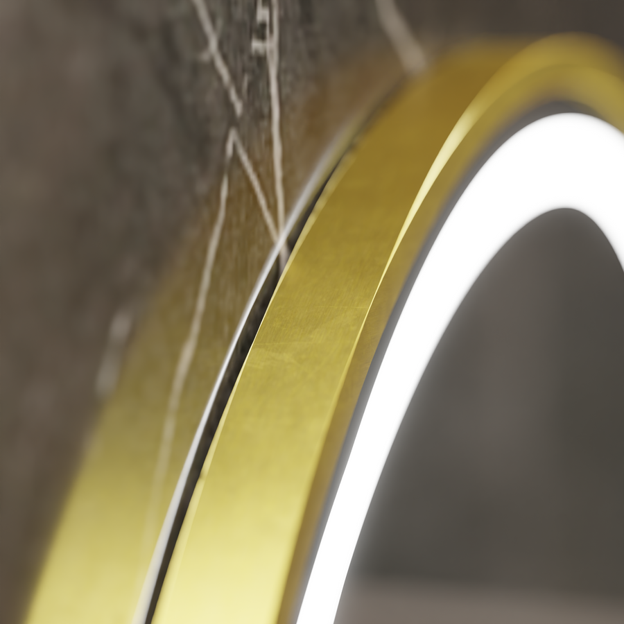 LED Στρογγυλός καθρέφτης, 80cm, Celeste Royale Gold MotionGlow Marcello, Σύστημα Demister, Ρολόι & Θερμόμετρο, Ρυθμιζόμενο