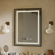 Mirror LED ορθογώνιο 60x80cm Verite Majeste Noir Motion Glow Marcello Ρολόι και θερμόμετρο Dimable