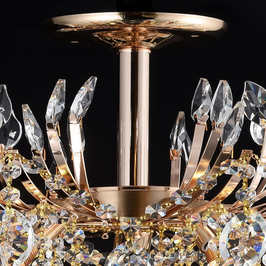 Candelabru Cristal CC9313/5FGD, 5x E14, Diametru 49cm, Auriu