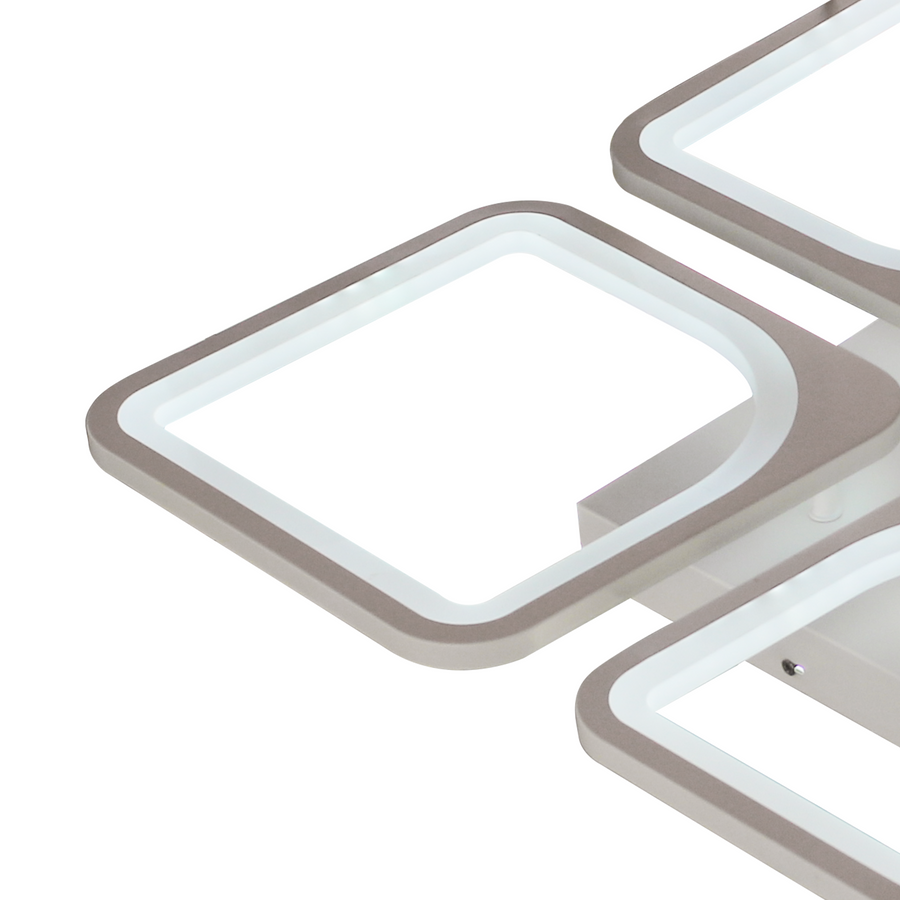 Πολυέλαιος LED με τηλεχειριστήριο ZOE 52W, 4 Τετράγωνα, Κρύο/Ζεστό/Ουδέτερο φως, Ρυθμιζόμενο, Λευκό