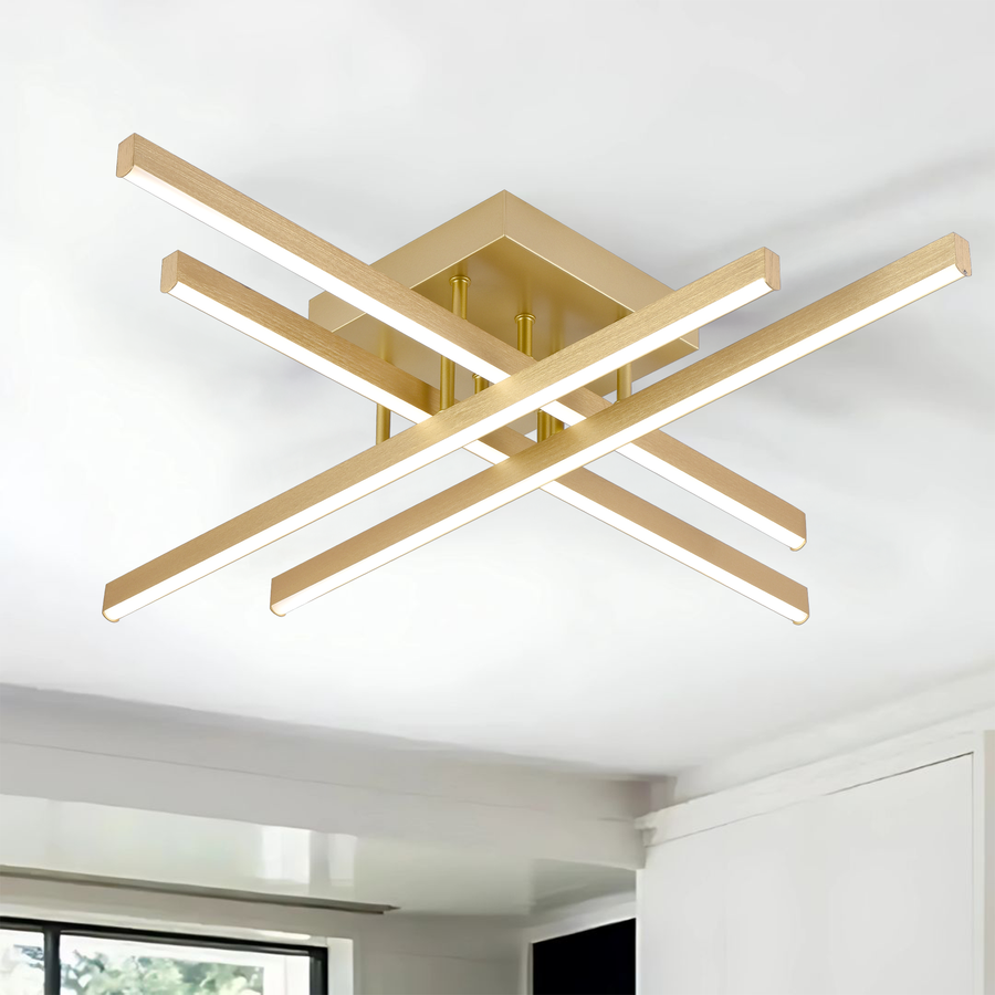 Πολυέλαιος LED με Τηλεχειριστήριο LINEX, 54W, Light 3000K/4000K/6000K, Dimmable, Gold