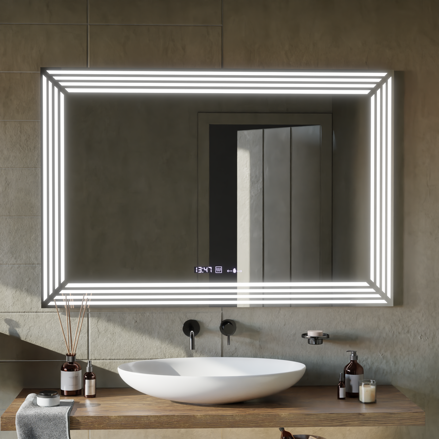 Mirror LED ορθογώνιο 60x80cm Venezia Sensor Motionglow Marcellow Dimable Clock Disrosting System