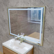 LED Touch Kariri Mirror, 80x60 cm, Λειτουργία απόψυξης, χρυσό τριαντάφυλλο πλαίσιο