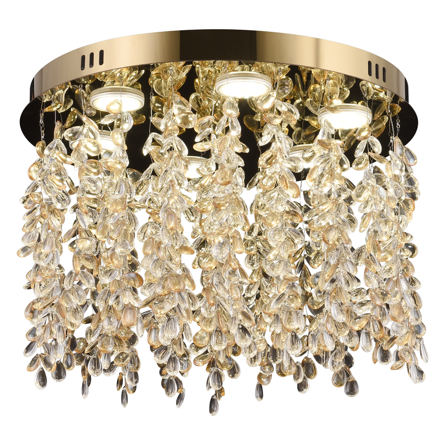 Crystal LED Chandelier LLC213/550GD Στρογγυλός, 30W, Κρύο/Ζεστό/Ουδέτερο φως, Κρύσταλλοι, Γυαλιστερό χρυσό
