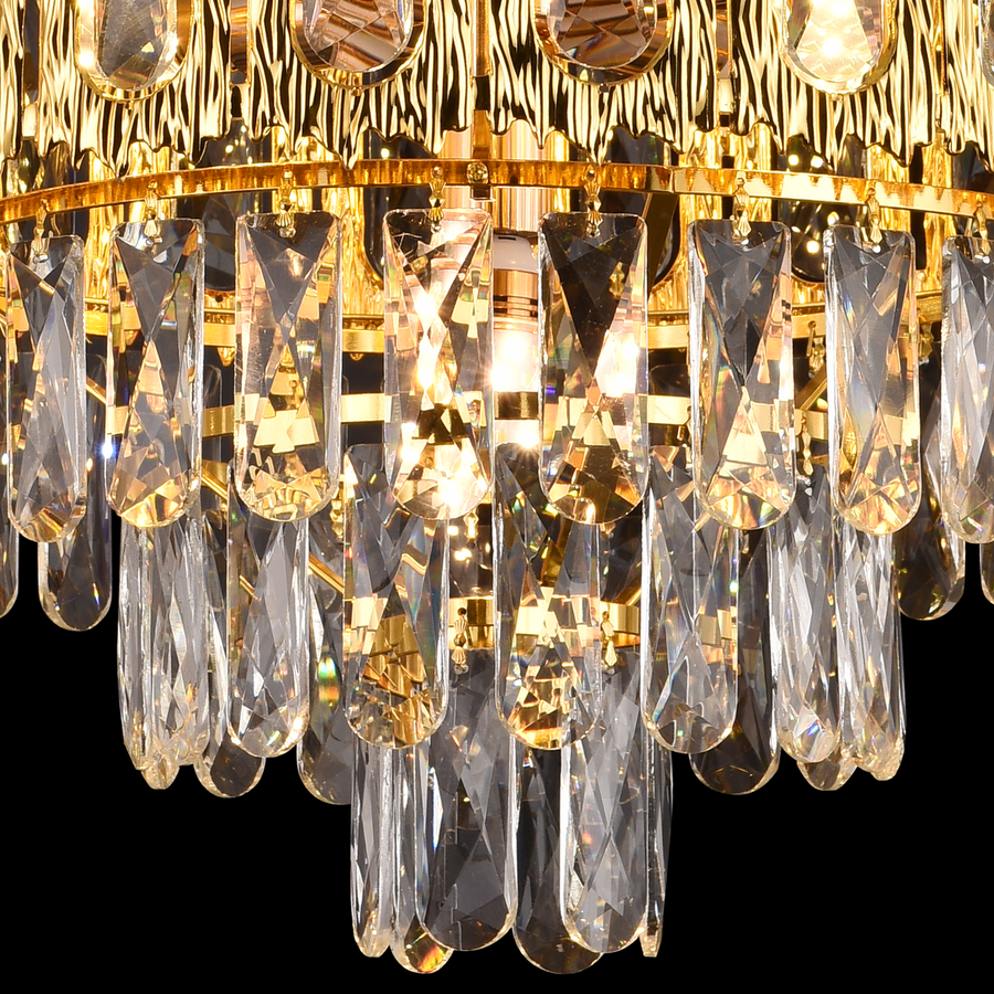 Crystal Chandelier BELVEDERE Nobile 5xE14, Διάμετρος 40cm, Γυαλιστερό Χρυσό, Ρυθμιζόμενο Ύψος