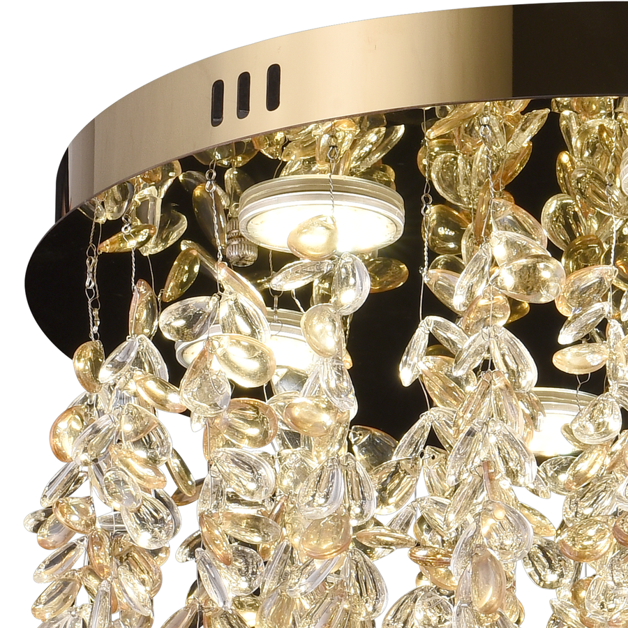 Crystal LED Chandelier LLC213/400GD Στρογγυλός, 22W, Κρύο/Ζεστό/Ουδέτερο φως, Κρύσταλλο, Χρυσό
