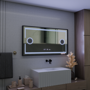 LED Mirror Motion Glow Sensor Domingo με συνάρτηση απόψυξης απόψυξης 120x65 cm κρύο/ζεστό/ζεστό φως, μαύρο βουρτσισμένο πλαίσιο, συλλογή Marcello Funghi