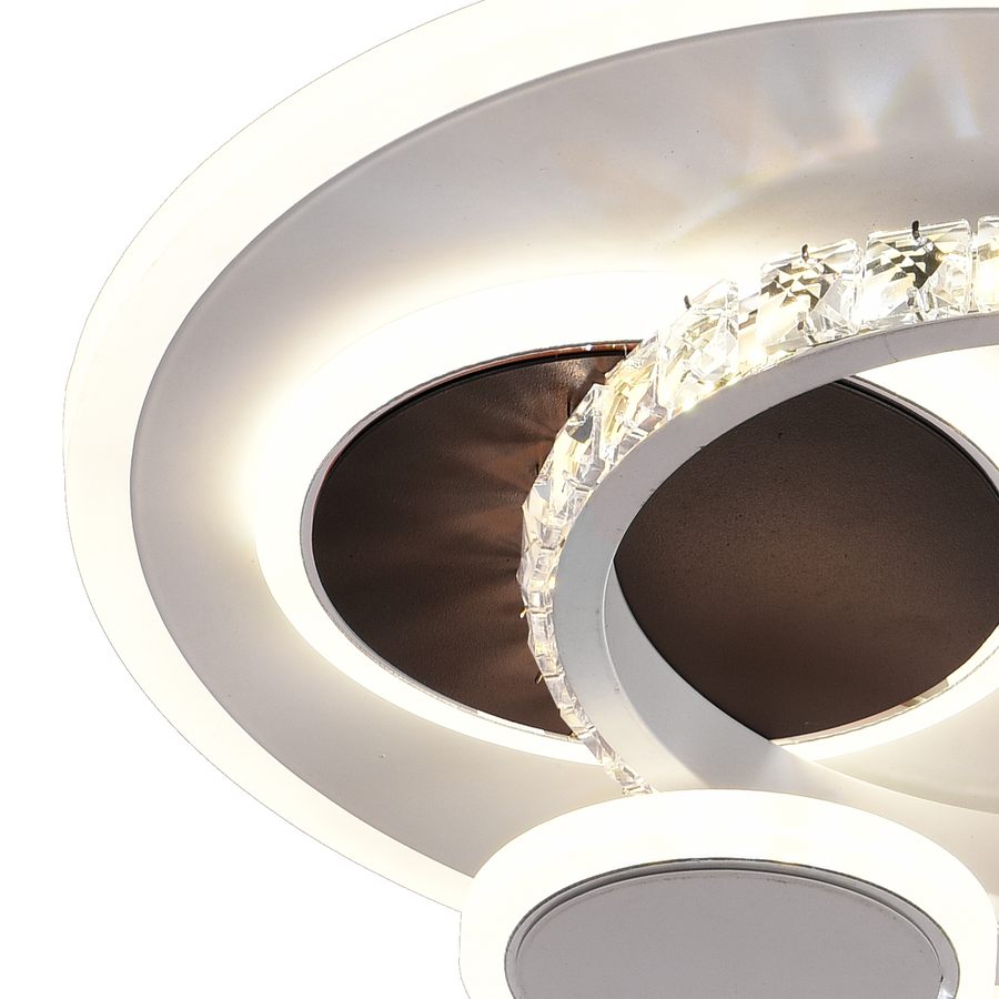 Πολυέλαιος LED με κρύσταλλο HELIOX, 43W, 4 κύκλοι, Κρύο/Ζεστό/Ουδέτερο φως, Λευκό