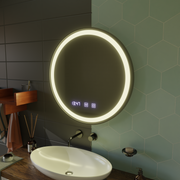 LED Touch Otto Mirror System, ρολόι και θερμοκρασία 80 cm Black Brudged Frame