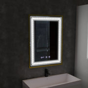 Mirror LED Touch Bruno Αναπληρωτής Τμήμα, Ρολόι και Θερμοκρασία 60x80 cm Ασημένιο Βουρτσισμένο πλαίσιο