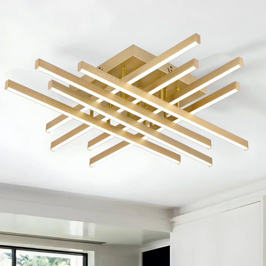 Πολυέλαιος LED με Τηλεχειριστήριο LINEX, 109W, Light 3000K/4000K/6000K, Dimmable, Gold