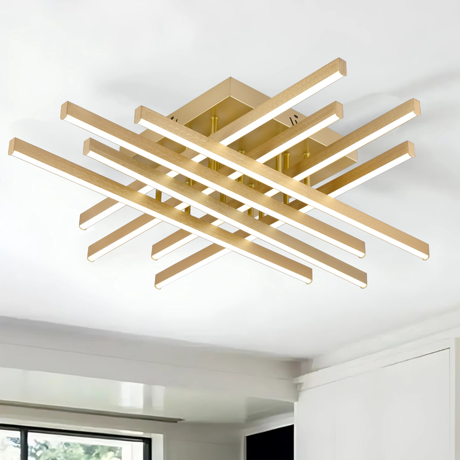 Πολυέλαιος LED με Τηλεχειριστήριο LINEX, 109W, Light 3000K/4000K/6000K, Dimmable, Gold