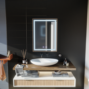 LED Touch Kariri Mirror, 60x80 cm, Λειτουργία απόψυξης, χρυσό τριαντάφυλλο πλαίσιο