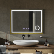 Mirror LED Touch Rolf Rolf Systems, ρολόι και θερμοκρασία 80x60 cm Χρυσή Ramahed Cosmetics LUP