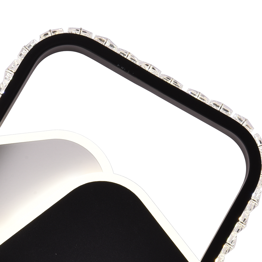 Κρυστάλλινος πολυέλαιος LED PRISMIQ 39W, 3 Τετράγωνα, Κρύο/Ζεστό/Ουδέτερο φως, Μαύρο