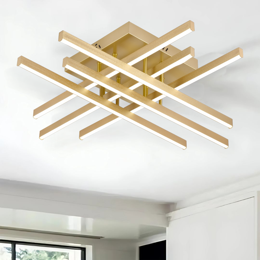 Πολυέλαιος LED με Τηλεχειριστήριο LINEX, 83W, Light 3000K/4000K/6000K, Dimmable, Gold