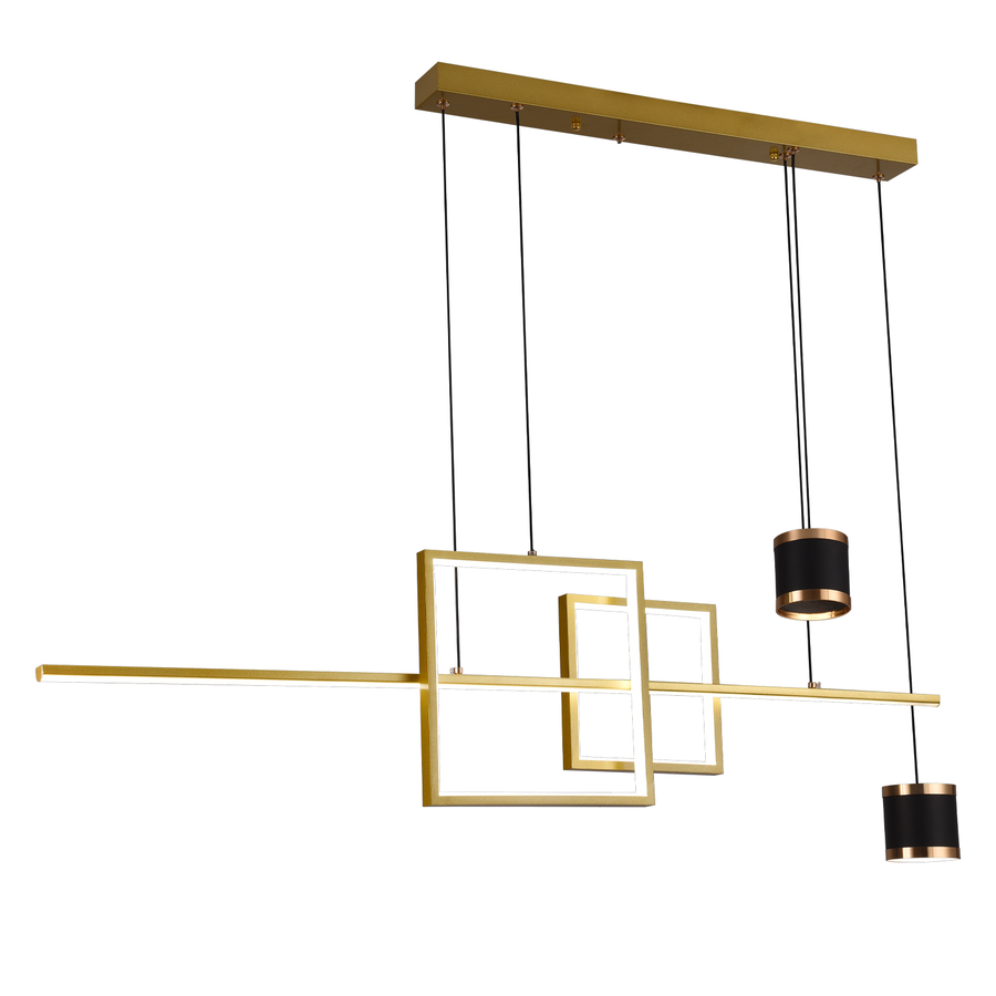 Κρεμαστός πολυέλαιος LED με τηλεχειριστήριο DENISSE 81W, Κρύο/Ζεστό/Ουδέτερο φως, Ρυθμιζόμενο, Χρυσό, Ρυθμιζόμενο ύψος, 2233/4GD