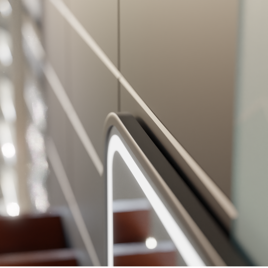 Mirror LED Touch Bernd Σύστημα απόψυξης, ρολόι και θερμοκρασία 80x60 cm Black Brush Fund Cosmetica