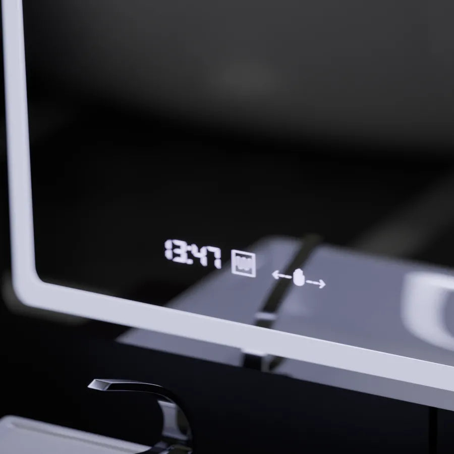 Ορθογώνιος καθρέφτης LED, 60x80cm, Αισθητήρας Wizz MotionGlow Marcello, Σύστημα αποθαμβώματος, Ρολόι & Θερμόμετρο, Dimable