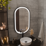 Mirror LED Touch Helmut System, ρολόι και θερμοκρασία 50x80 cm μαύρο πινέλο πλαισίου