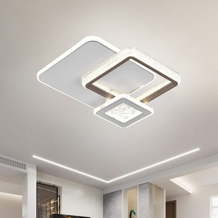 NYXORA LED Πολυέλαιος 51W, 3 Τετράγωνα, Κρύο/Ζεστό/Ουδέτερο φως, Μαύρο