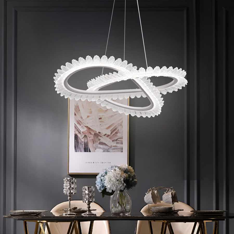 Lulus LED Prism Luminis, Crystal and Metal, 4 κύκλοι, Dimable, ρυθμιζόμενο ύψος, κρύο/ζεστό/ουδέτερο φως, πολυτελές φωτισμό