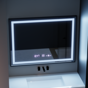 Mirror LED ορθογώνιο 80x60cm Verite Majeste Noir Motion Glow Marcello Clock Decrition & Dimable Thermometer