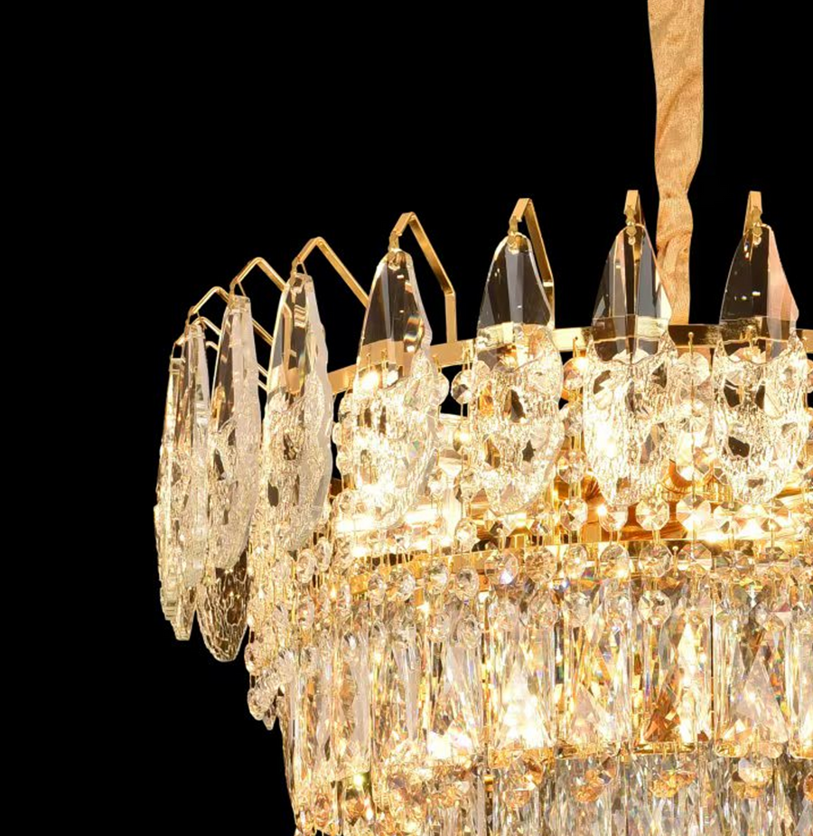 Πολυέλαιος Crystal Windsor Elegance 6x E14, διάμετρος 49cm, γυαλιστερό χρυσό, ρυθμιζόμενο ύψος