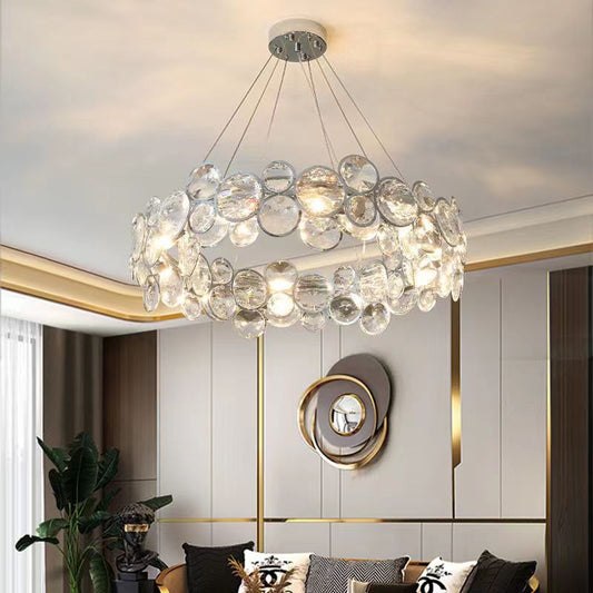 Angelica Crystal Chandelier 6XE14 Silver, Διάμετρος 49cm, Ρυθμιζόμενο ύψος