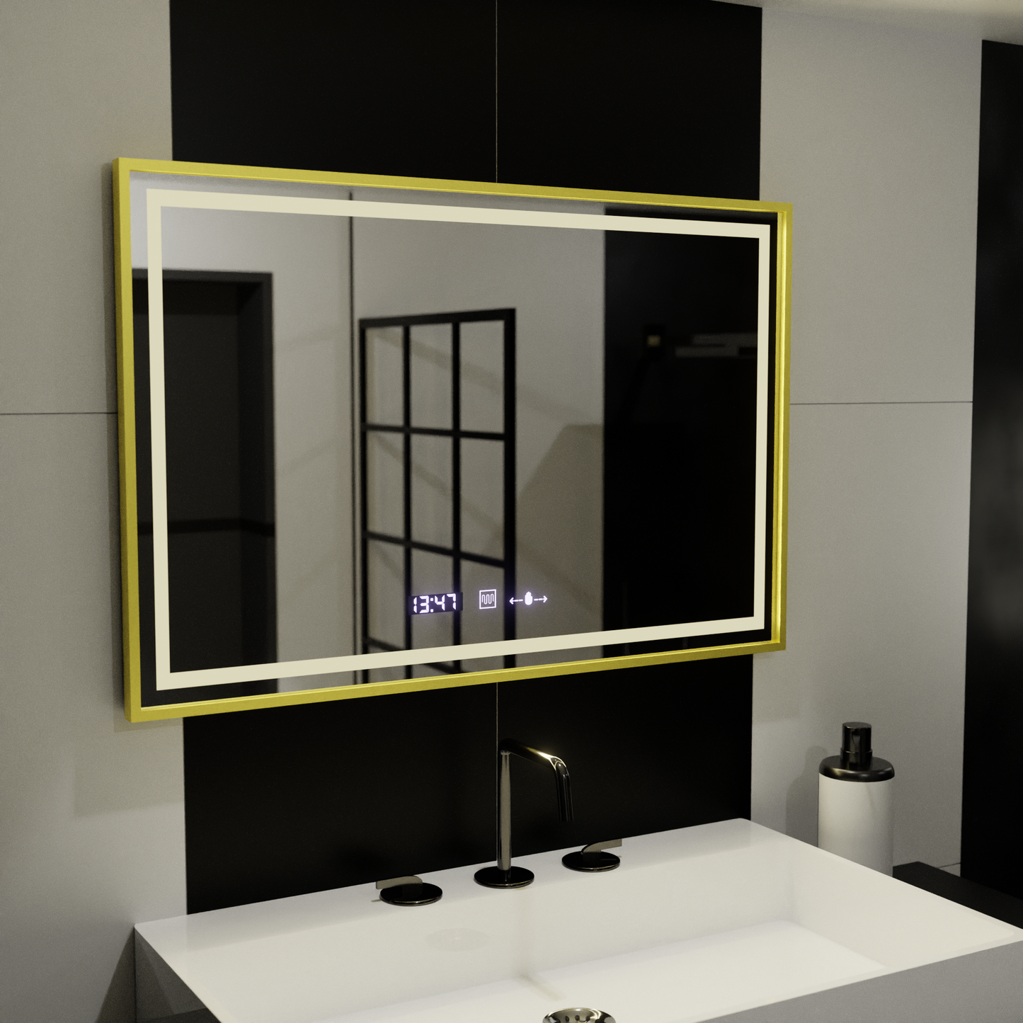Mirror LED ορθογώνιο 120x80cm specchio motionglow marcello Σύστημα πρόβλεψης ρολογιού & Dimable Thermometer