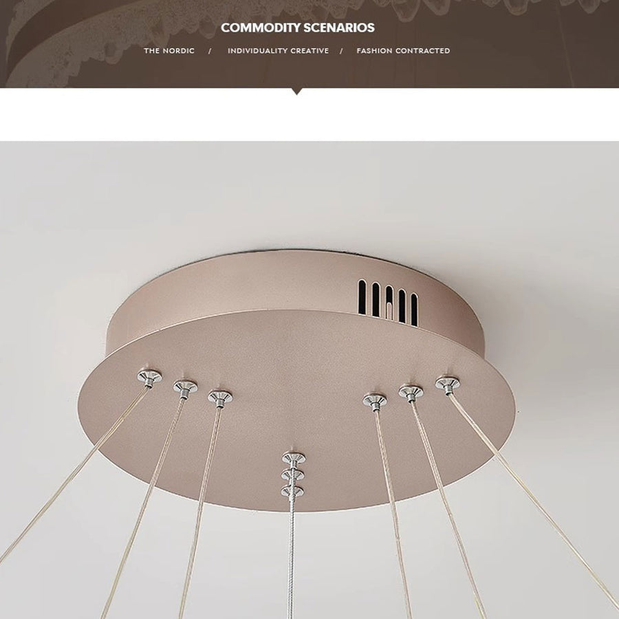 Κρεμαστός πολυέλαιος LED με τηλεχειριστήριο FLAVIO 126W, Κρύο/Ζεστό/Ουδέτερο φως, Ρυθμιζόμενο, Ρυθμιζόμενο ύψος, Χρυσό