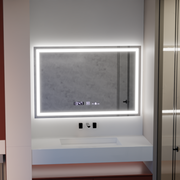 Mirror LED ορθογώνιο 120x80cm Vérité Motionglow Marcello, σύστημα απενεργοποίησης, θερμόμετρο και ρολόι, Daimable