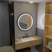 Mirror LED Γύρος 70cm Celesti Majesti Noir Motionglow Marcello Σύστημα Defrition Clock & Dimable Θερμόμετρο