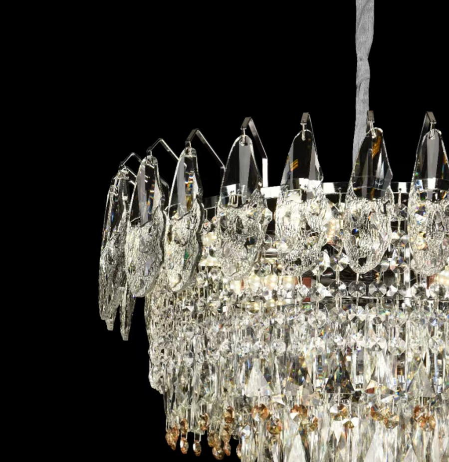 Πολυέλαιος Crystal Windsor Elegance 6x E14, διάμετρος 49cm, γυαλιστερό χρυσό, ρυθμιζόμενο ύψος