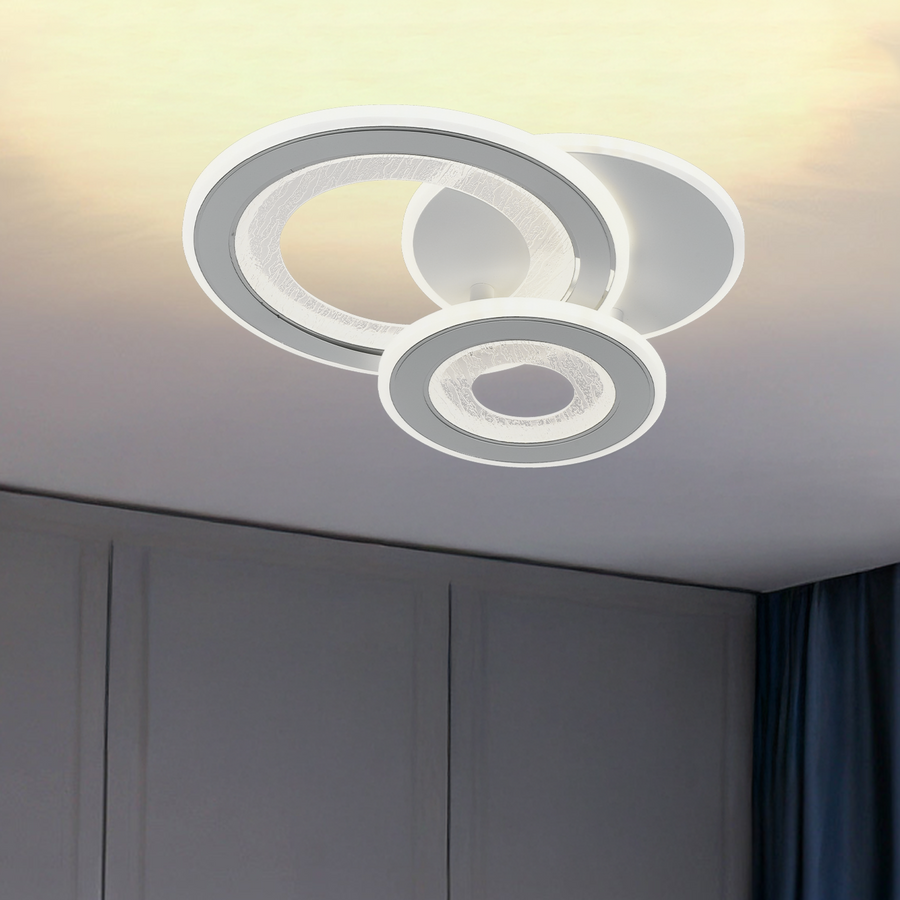 ΤΕΤΡΑΓΩΝΟΣ LED Πολυέλαιος 36W, 3 Κύκλοι, Κρύο/Ζεστό/Ουδέτερο φως, Λευκό