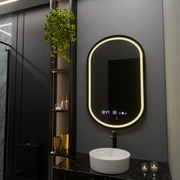 Οβάλ καθρέφτης LED, 50x80cm, Alessia MotionGlow Marcello, Σύστημα Demister, Ρολόι & Θερμόμετρο, Ρυθμιζόμενο