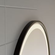 Mirror LED Touch Hans Debrulation Σύστημα, ρολόι και θερμοκρασία 60 cm μαύρο πλαίσιο brudged