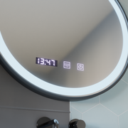 LED Touch Otto Mirror System, ρολόι και θερμοκρασία 80 cm Black Brudged Frame