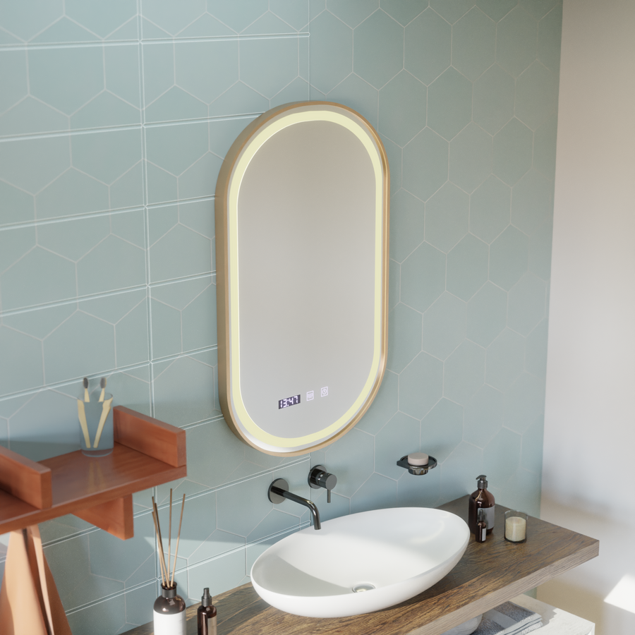 LED Touch Mirror Import System 50x80 cm Rose Gold Frame