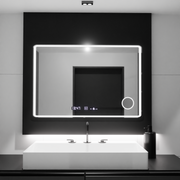 Ορθογώνιος καθρέφτης LED 120x80 Aura Riflesso Puro MotionGlow Marcello, Σύστημα Demister, Θερμόμετρο και Ρολόι, Ρυθμιζόμενο