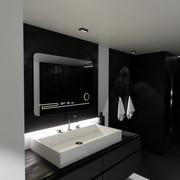 Ο ορθογώνιος καθρέφτης LED 80x60cm Fortaleza Motionglow Marcello Defrosting System Thermometer και Cosmetic Wolf Clock
