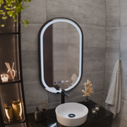 Mirror LED Touch Helmut System, ρολόι και θερμοκρασία 50x80 cm μαύρο πινέλο πλαισίου
