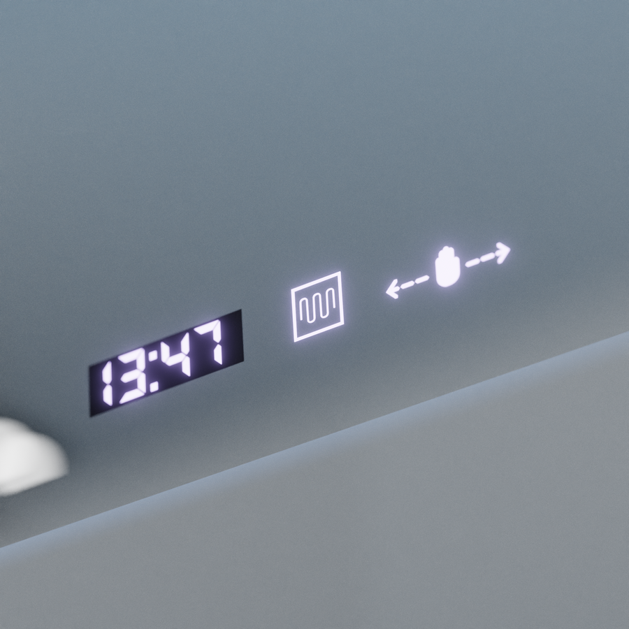 Ορθογώνιος καθρέφτης LED, 120x80cm, Verite Royale Gold MotionGlow Marcello, Σύστημα Demister, Ρολόι & Θερμόμετρο, Ρυθμιζόμενο