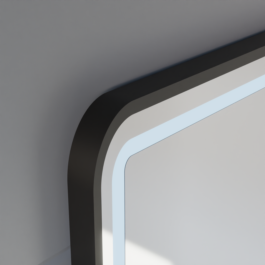 Καθρέφτης LED Touch LUCIDA Σύστημα Αποθάμπωσης, Ρολόι και Θερμοκρασία 60x80 cm Βουρτσισμένο μαύρο πλαίσιο