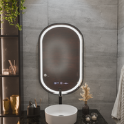 Mirror LED Touch Helmut System, ρολόι και θερμοκρασία 50x80 cm μαύρο πινέλο πλαισίου
